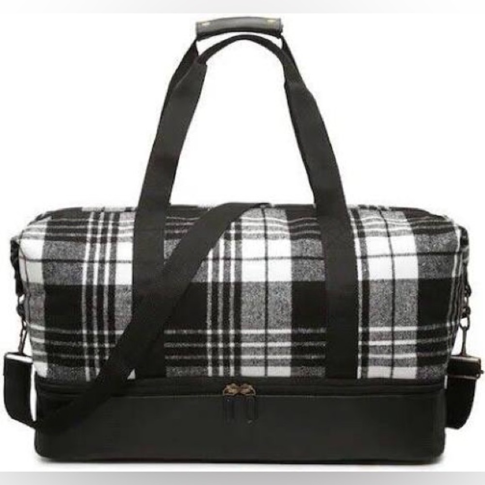 DSW black/white Plaid Weekender Bag